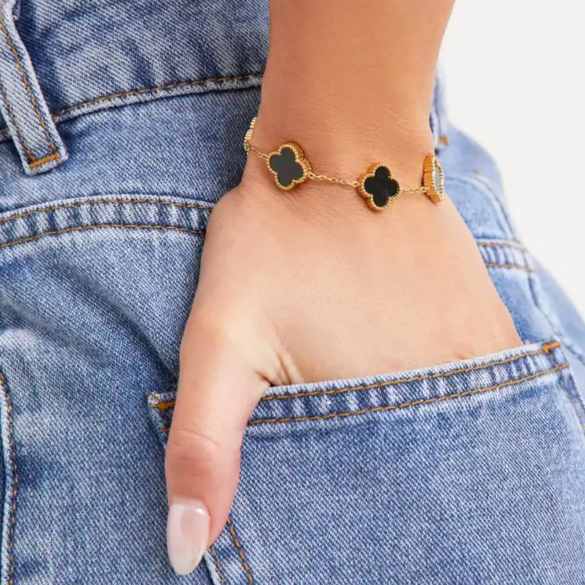 Black Four Leaf Clover Bracelet
